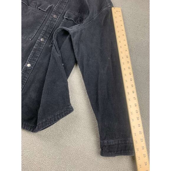 Y2K No Boundaries Corduroy Shirt Men L Black Long Sleeve Snap Dual Chest Pockets - Picture 8 of 8